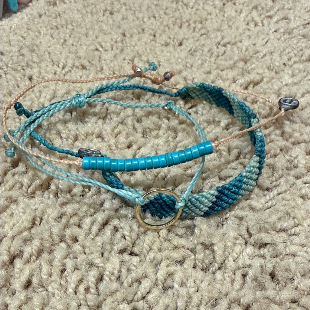 Blue And Gold Braided Bracelet Set 10$